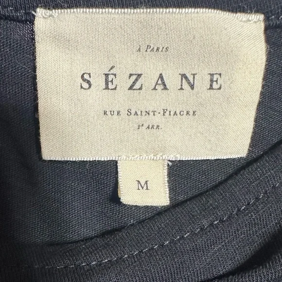 Sezane Black Hortense T-Shirt Size Medium - Picture 7 of 8